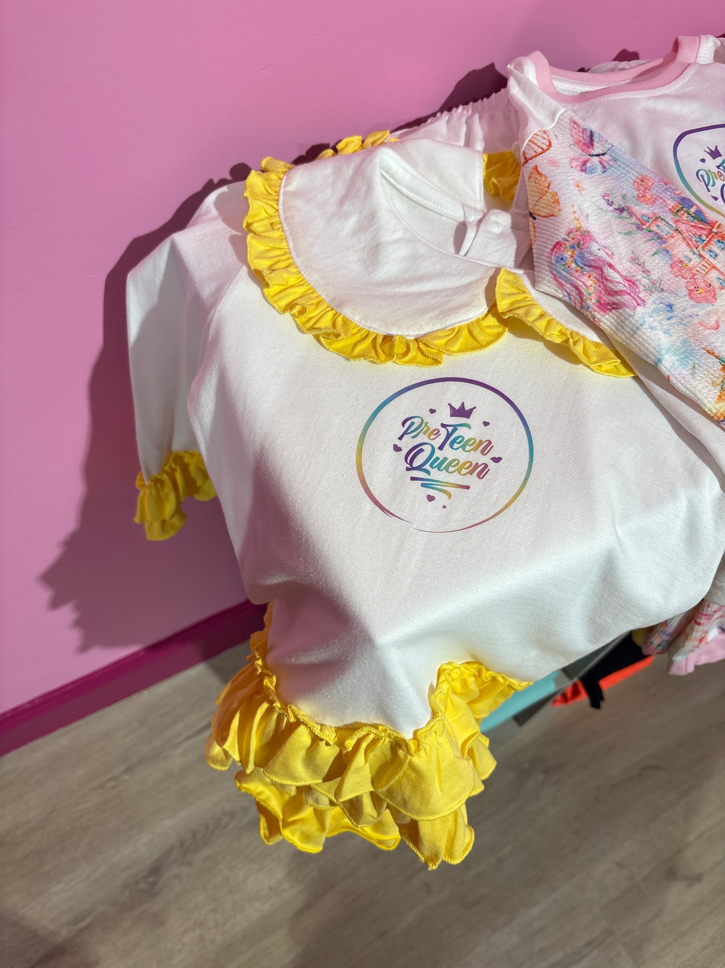 Pre Teen Queen - Yellow & White Frill Pj’s