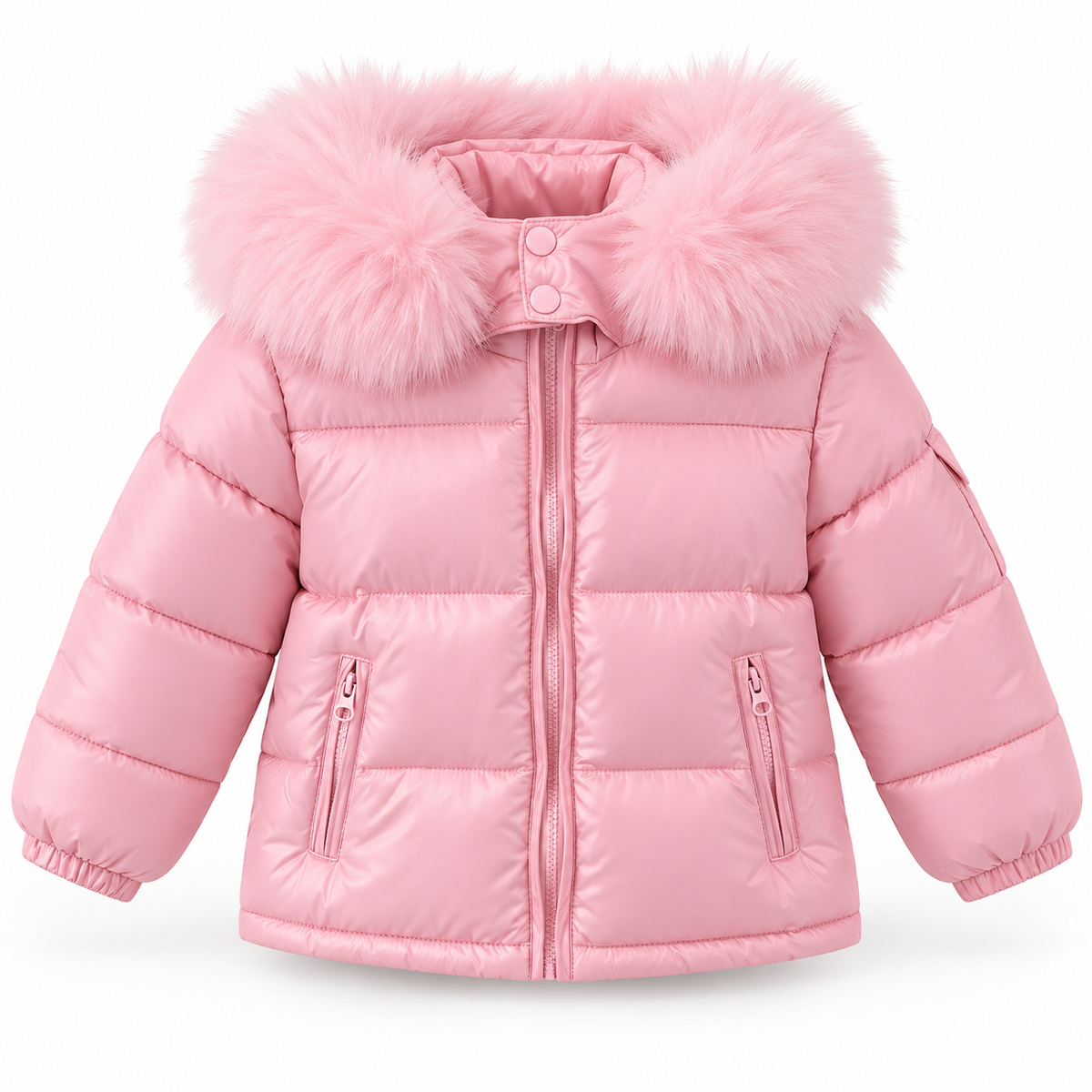 Me Pink Faux Fur Puffer Jacket