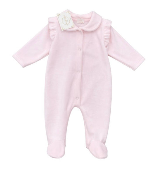 Little Dreamer Pink Velour Baby-grow