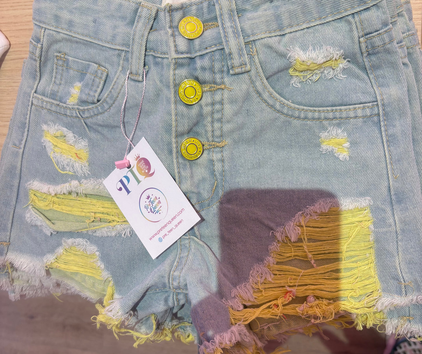 Yellow Fray Denin Shorts