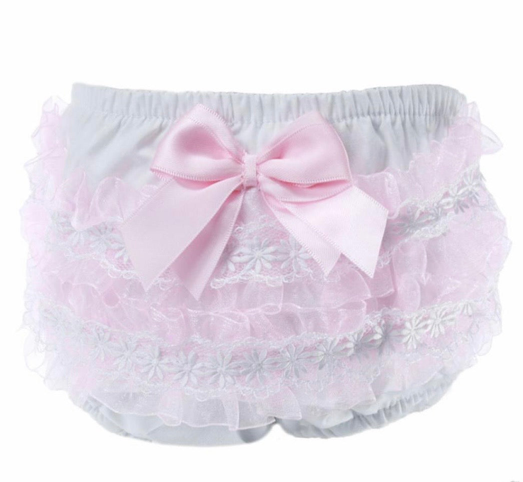 Fifi White & Pink Frilly Knickers