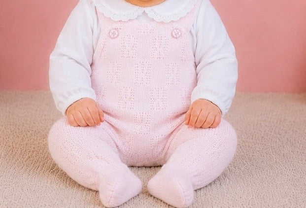Pink Knitted Dungaree & White Blouse Baby Set