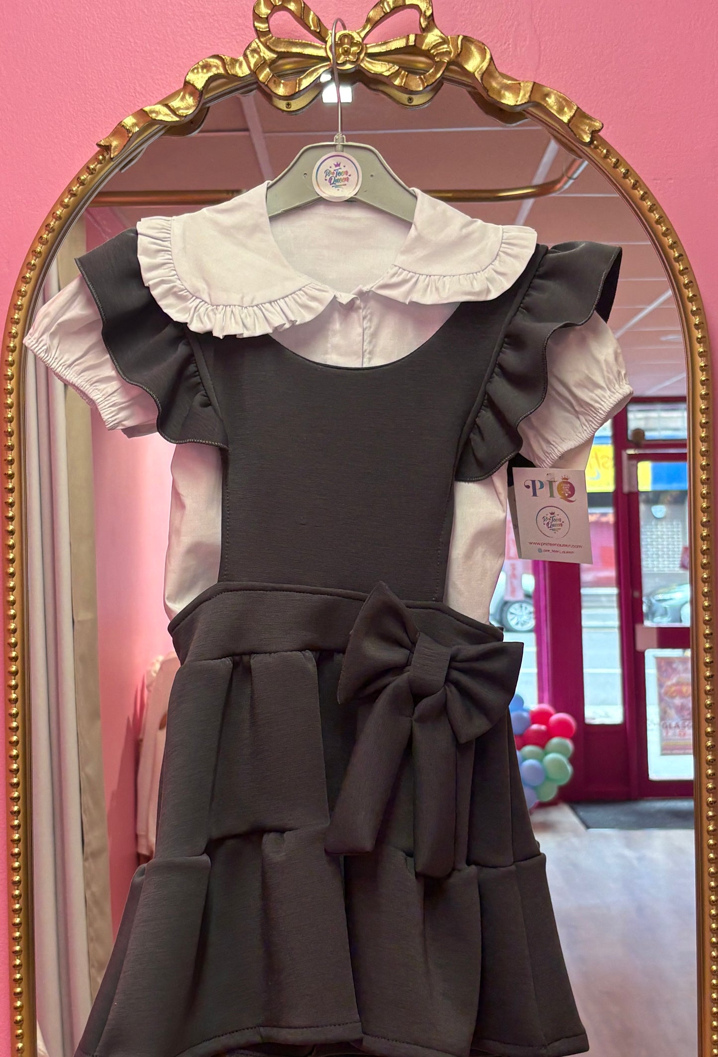 Grey 2 Piece Shirt and Pinafore