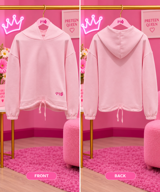 PTQ Pink Oversized Cropped Hoodie