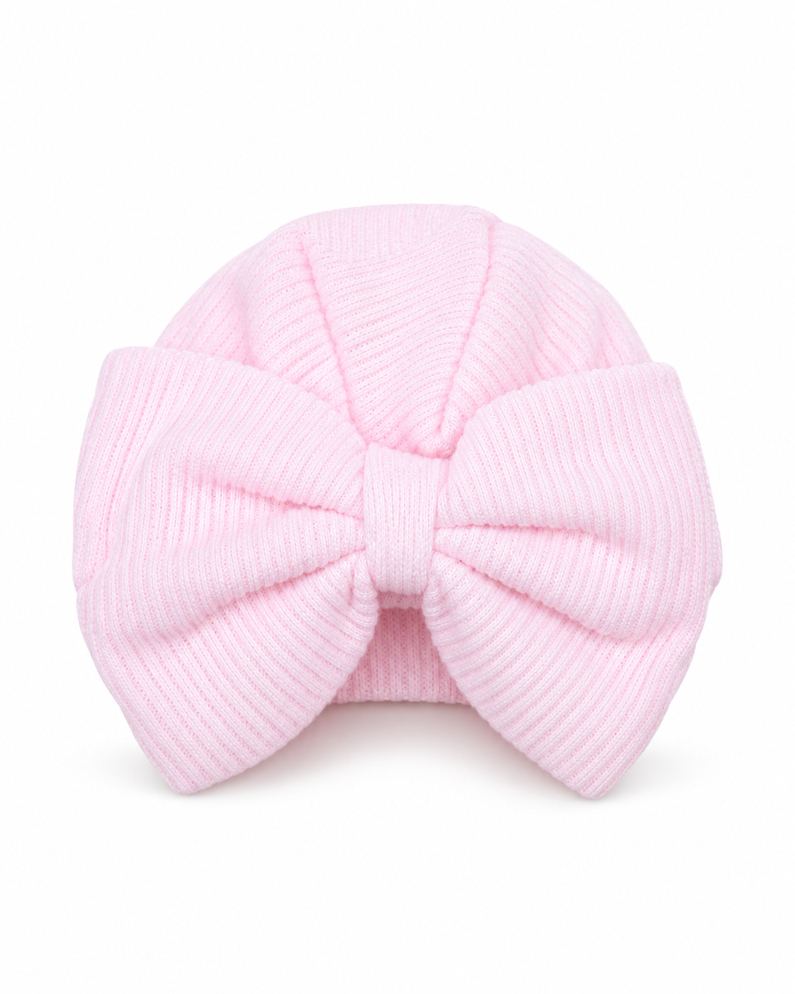Pale Pink Knitted Bow Hat