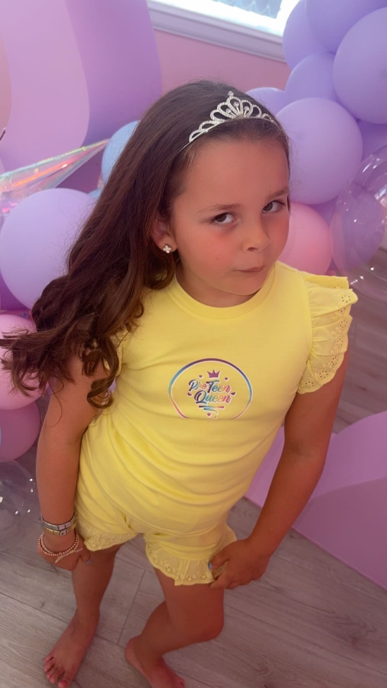 Pre Teen Queen Yellow Short Pyjamas