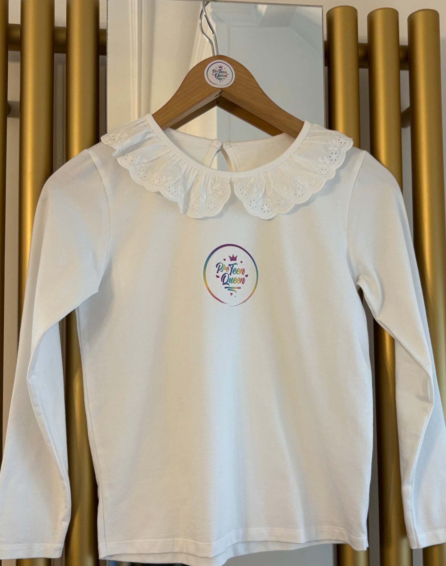 Pre Teen Queen White Frill Pyjamas