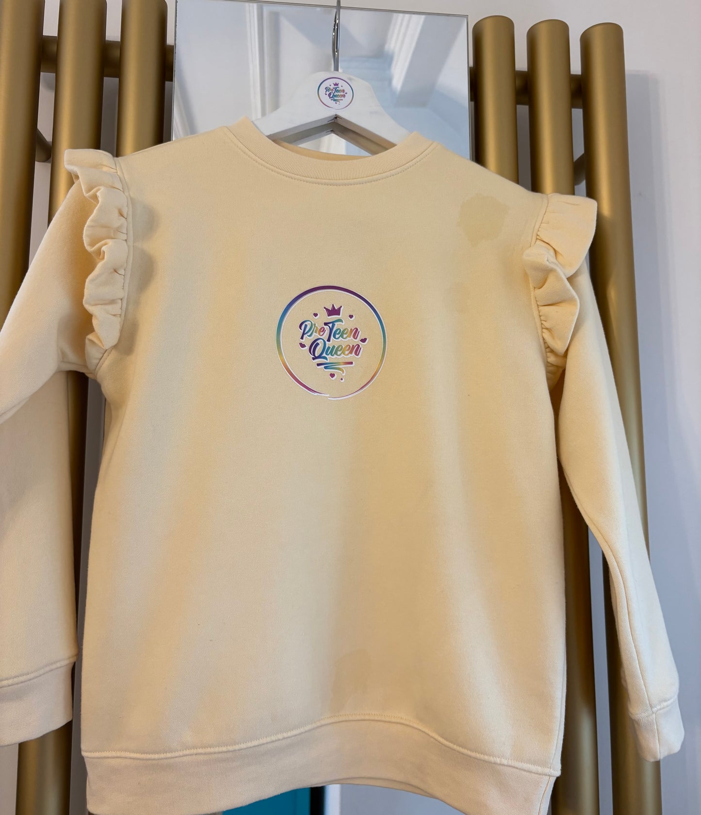 Pre Teen Queen Frill Sweater Apricot