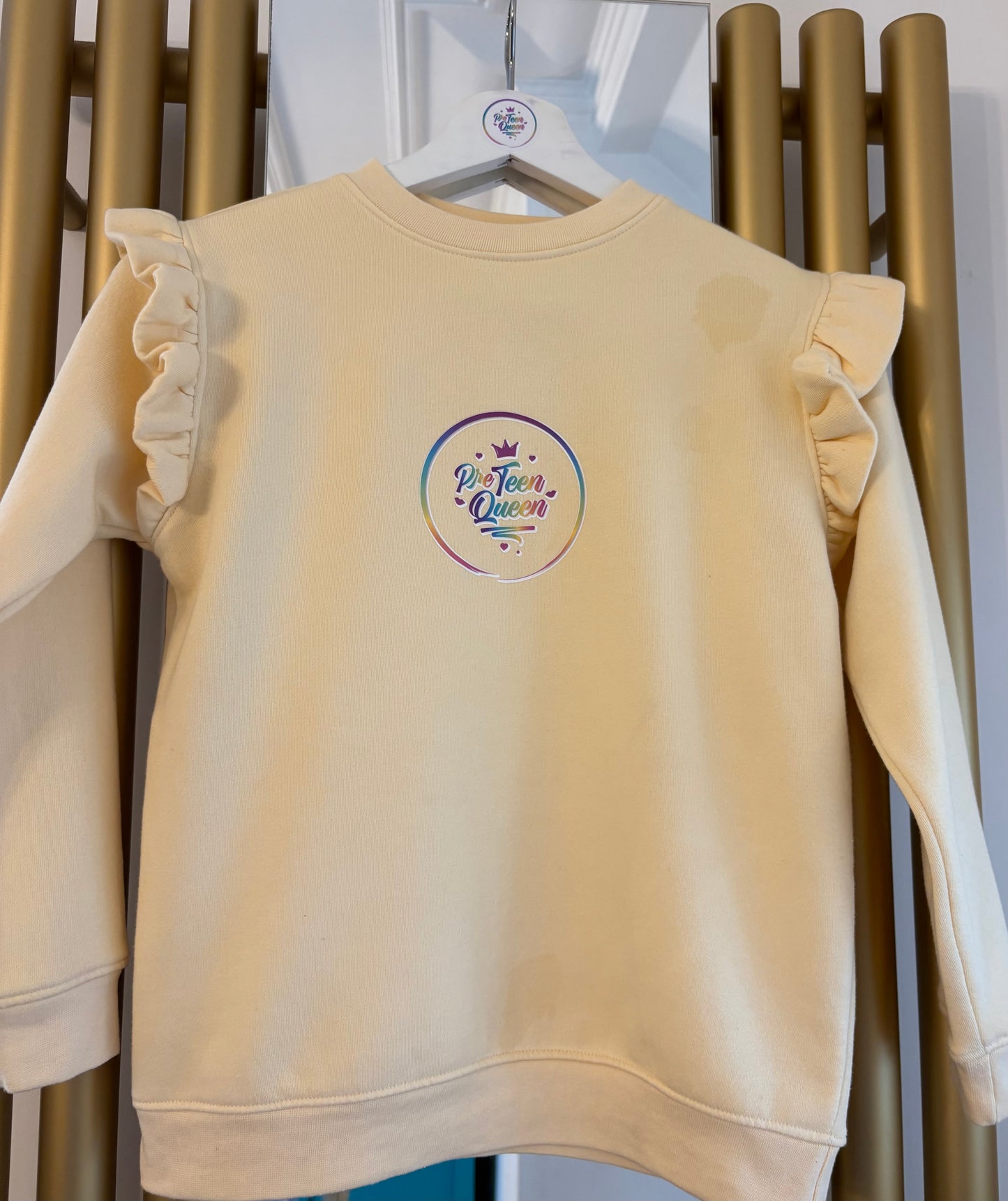 Pre Teen Queen Frill Sweater Apricot