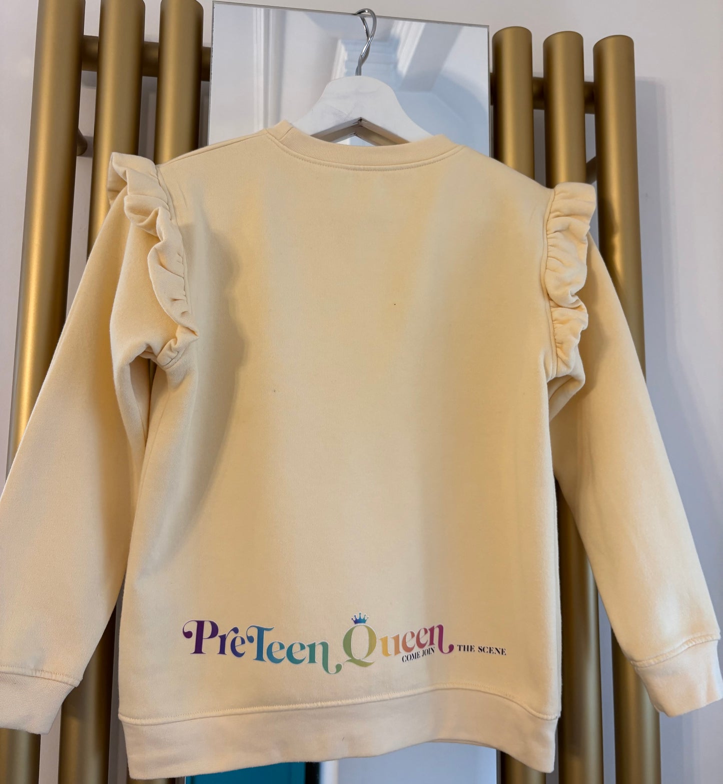 Pre Teen Queen Frill Sweater Apricot