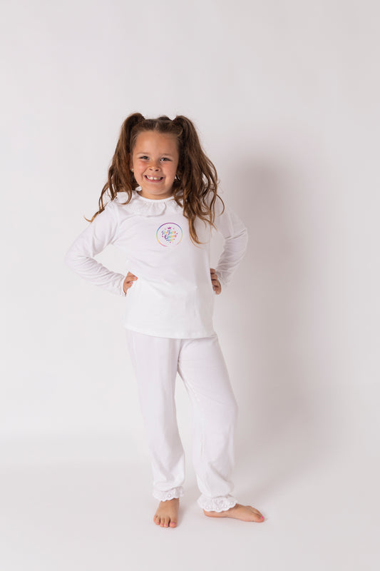 Pre Teen Queen White Frill Pyjamas
