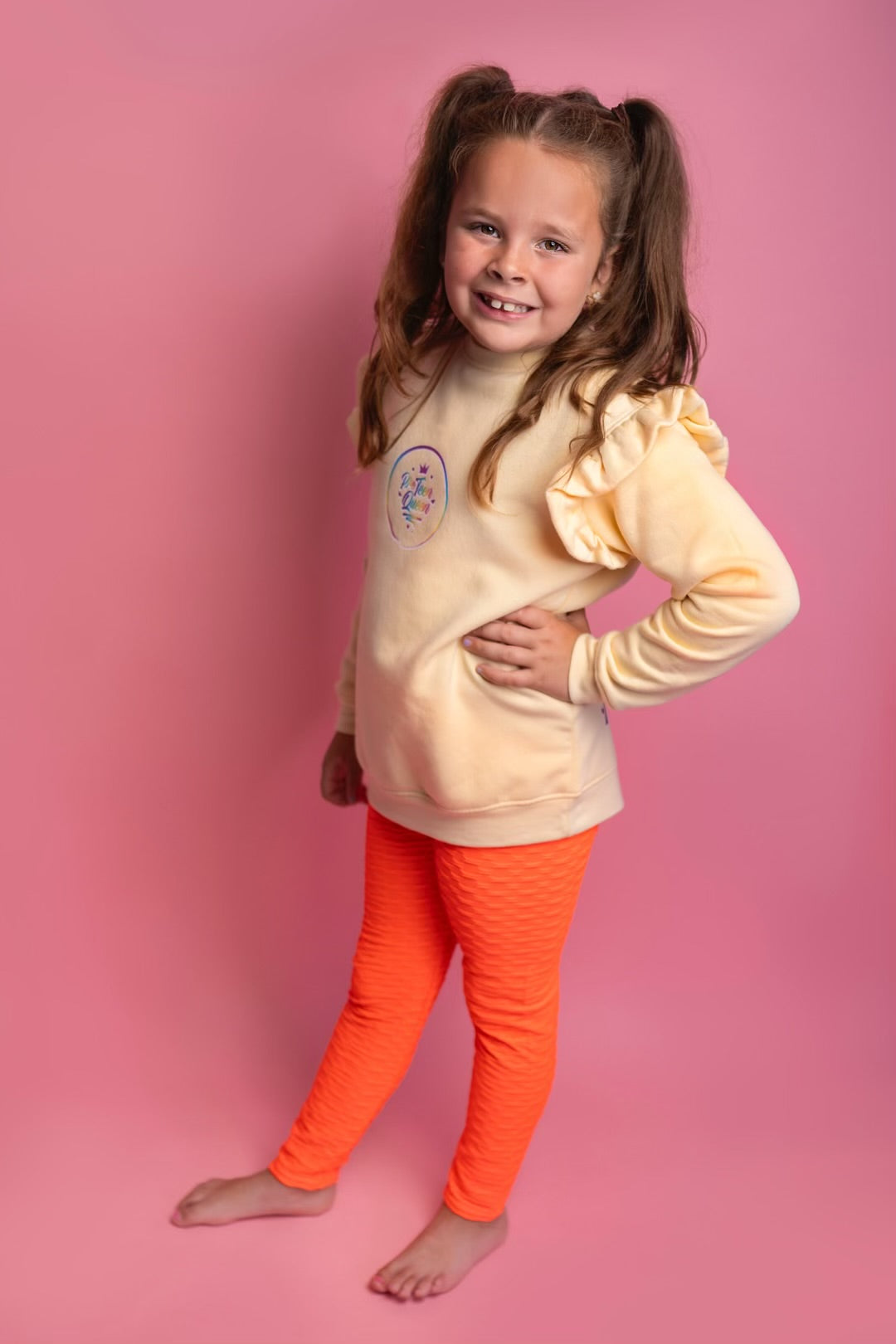 Pre Teen Queen Frill Sweater Apricot